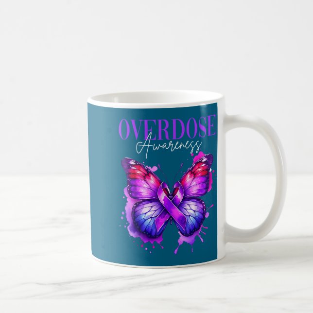 Caneca De Café Arte da Borboleta da Fita Roxa de Conscientização  (Direita)