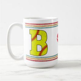 Caneca De Café Arte da Letra B de Softbol Vintage Retro