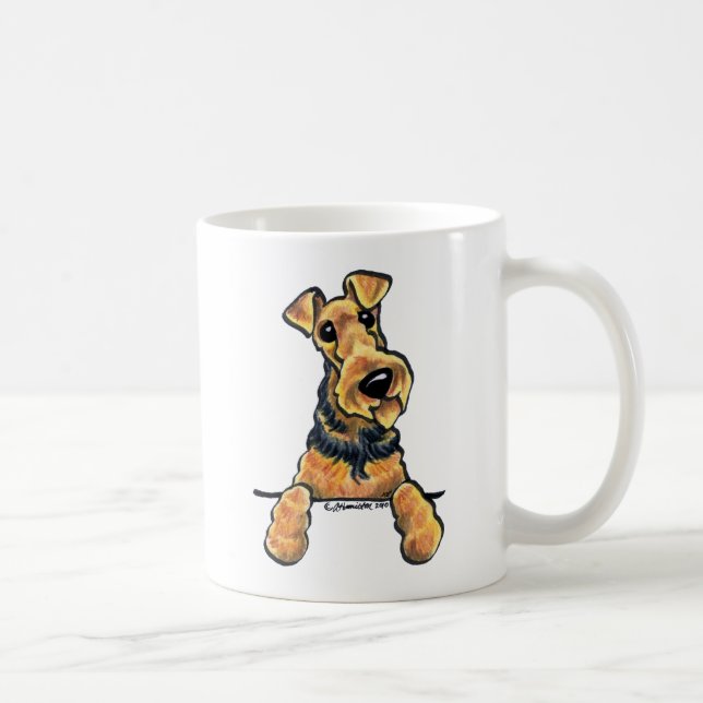 Caneca De Café Arte da Linha Terrier Airedale (Direita)