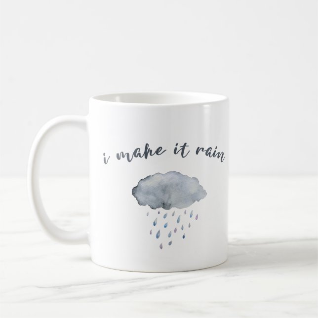 Caneca De Café Arte da nuvem de chuva com citações "eu faço-as (Esquerda)