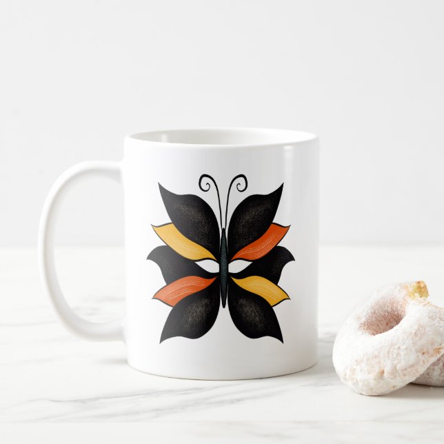 Caneca De Café Arte de Abstrato de Borboleta bonito (Com Donut)