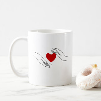 Caneca De Café Arte de Amor com Coração Vermelho Oferecido por Mã