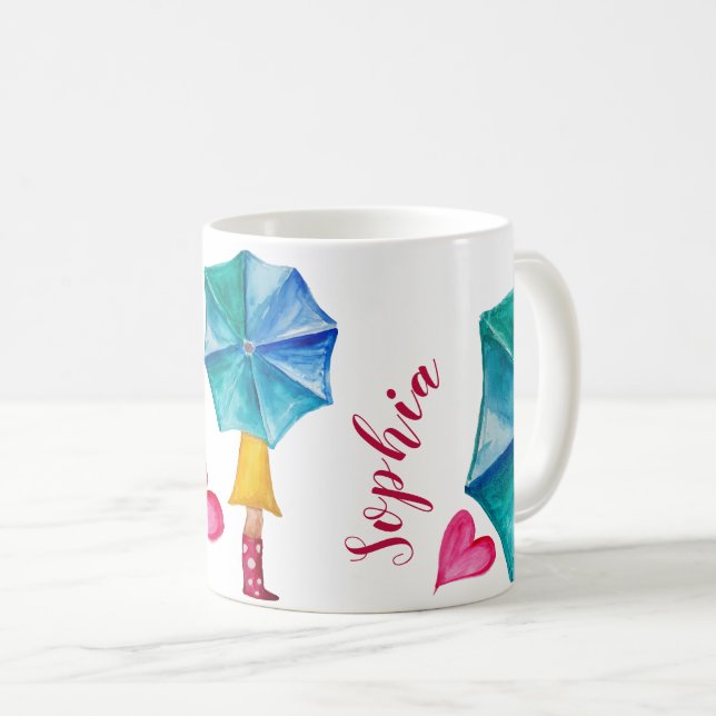 Caneca De Café Arte de Aquarela Personalizada (Frente Esquerda)