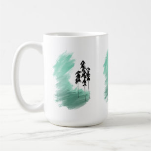 Caneca De Café arte de árvore verde escandinava simples menta mod