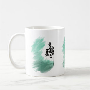 Caneca De Café arte de árvore verde escandinava simples menta mod