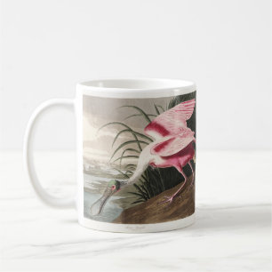 Caneca De Café Arte de Ave Colhereiro Rosa Vintage Audubon