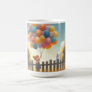 Caneca De Café Arte de balões brancos/fofinhos