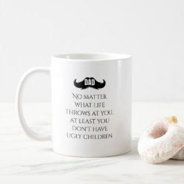 Caneca De Café Arte de Bigode com Citação Divertida de Pai