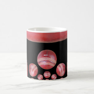 Caneca De Café Arte de Bola de Críquete Vermelha - Crimson Spin