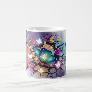 Caneca De Café Arte de Borboleta Colorida com Asa Vibrante na nat