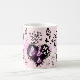 Caneca De Café Arte de Borboleta Colorida com Asa Vibrante na nat