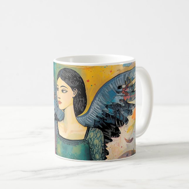 Caneca De Café Arte de Brilho de Anjo  (Frente Esquerda)