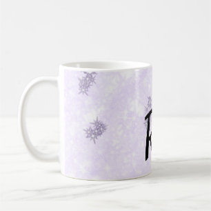 Caneca De Café Arte de brilho roxo com sua letra inicial