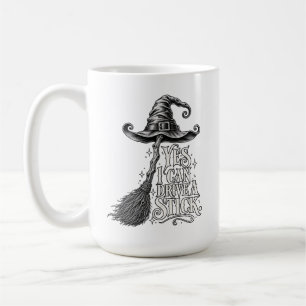 Caneca De Café Arte de Bruxa Sim Posso Dirigir Um Pau Vibe Assust