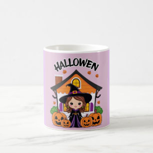 Caneca De Café Arte de Bruxas Whimsical para Celebrações Spooky