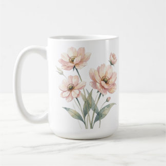Caneca De Café Arte de Buquê de Aquarela Floral Rosa Suave