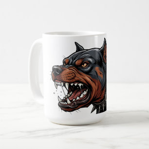 Caneca De Café Arte de Cachorro Bravo com Coleira de Espinhos Rot
