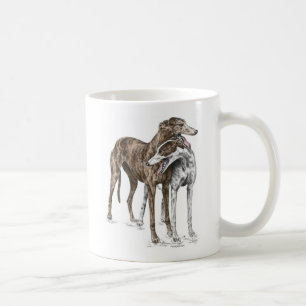 Caneca De Café Arte de Cachorro de Dois Amigos Greyhound