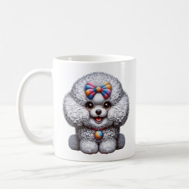 Caneca De Café Arte de Cachorro Fofinho e Felpudo (Esquerda)