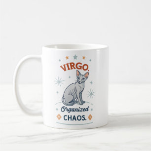 Caneca De Café Arte de Cão Sphynx Zodíaco de Virgem Caos Organiza