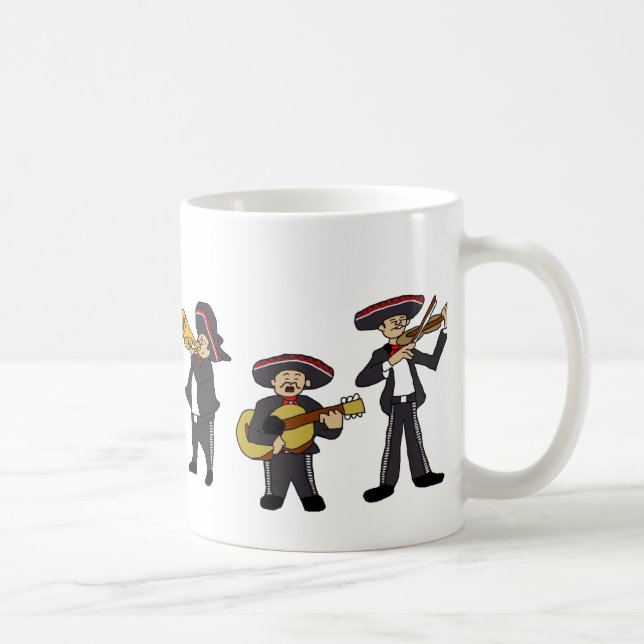 Caneca De Café Arte de Cartoon Musical Mariachi Banda Fiesta (Direita)