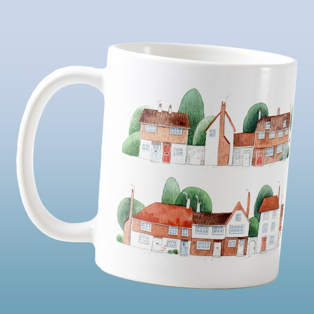 Caneca De Café Arte de Casa em Aquarela (Watercolor houses and cottages art coffee mug)