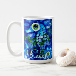 Caneca De Café Arte de Cavalo-Marinho de Olhos Grandes Caprichoso