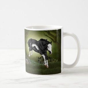 Caneca De Café Arte de Cavalo Paint Horse Overo Preto e Branco Sa