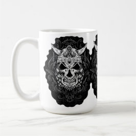 Caneca De Café Arte de Caveira Gravada Viking