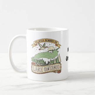 Caneca De Café Arte de Cena da Natureza Retro do Lago Ontário Vin