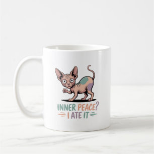 Caneca De Café Arte de Citação de Desenho Animado de Gato Sphynx