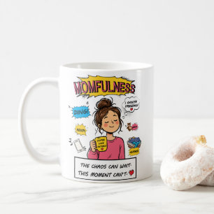 Caneca De Café Arte de Citação de Mãe Atenta Comic de Plenitude M
