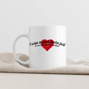 Caneca De Café Arte de Citação Inspiradora em Latim Antigo Coraçã