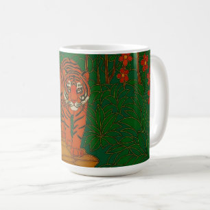 Caneca De Café Arte de Cloisonne Tigre no Caminho da Selva