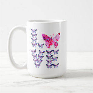 Caneca De Café arte de colagem única de BORBOLETAS que escrevem A