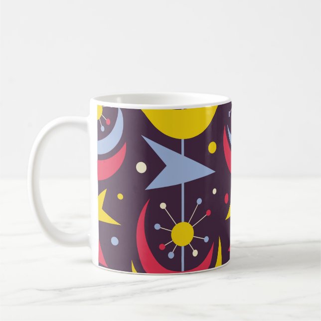 Caneca De Café Arte de colheita moderna do século médio. Abstrac (Esquerda)