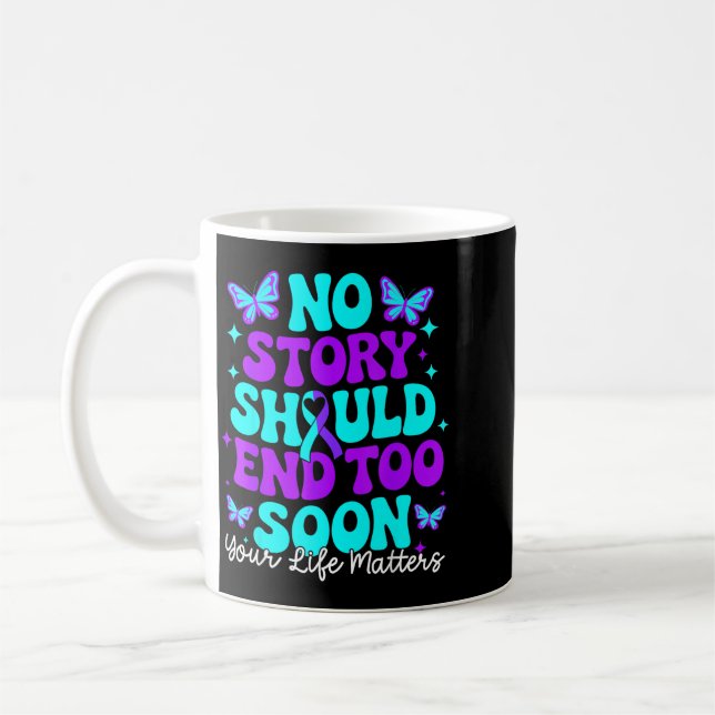 Caneca De Café Arte de Conscientização sobre Prevenção para que a (Esquerda)