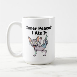 Caneca De Café Arte de desenho animado de gato Sphynx lavanda eng