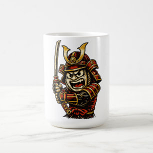 Caneca De Café Arte de desenho animado de guerreiro samurai japon