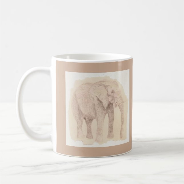 Caneca De Café Arte de desenho de elefante (Esquerda)