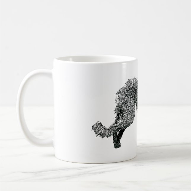 Caneca De Café Arte de Desenho de Linha de Cão de Bedlington Whip (Esquerda)