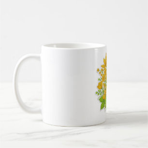 Caneca De Café arte de design de flor de cor amarela