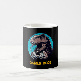 Caneca De Café Arte de Dinossauro Modo Gamer T-Rex