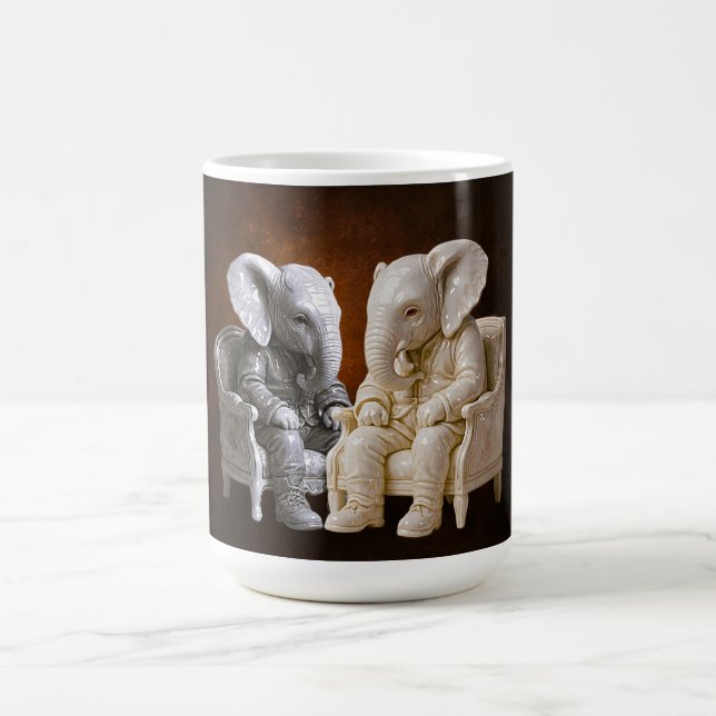 Caneca De Café Arte de Dois Cavalheiros Elefantes (Centro)