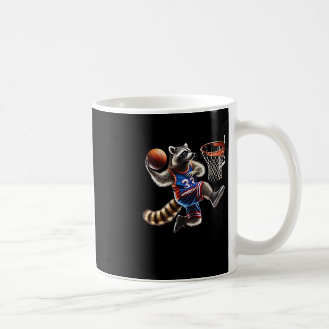 Caneca De Café Arte de enterrada de basquete de guaxinim - Ilustr (Direita)
