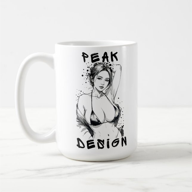 Caneca De Café Arte de Esboço Pin-up Graffiti Ousada da Peak Desi (Esquerda)