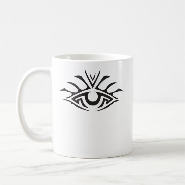 Caneca De Café Arte de Estilo de Tatuagem com Tinta Preta Minimal (Esquerda)