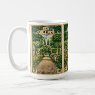 Caneca De Café Arte de ex-libris de caminho de jardim vintage