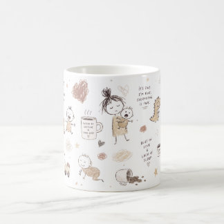 Caneca De Café Arte de Família Doodle de Novo Pai Divertido