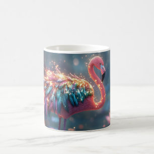 Caneca De Café Arte de Fantasia de Flamingo Flamejante com Penas